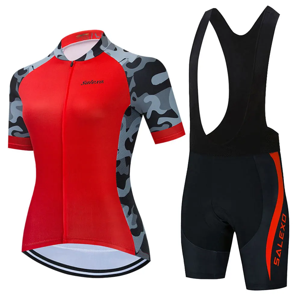 2023 Salexo Women Cycling Jersey Short Sleeve Set Summer Maillot 19D Bib Shorts Bicycle Clothes Sportwear MTB Cycling Clothing - Image 3