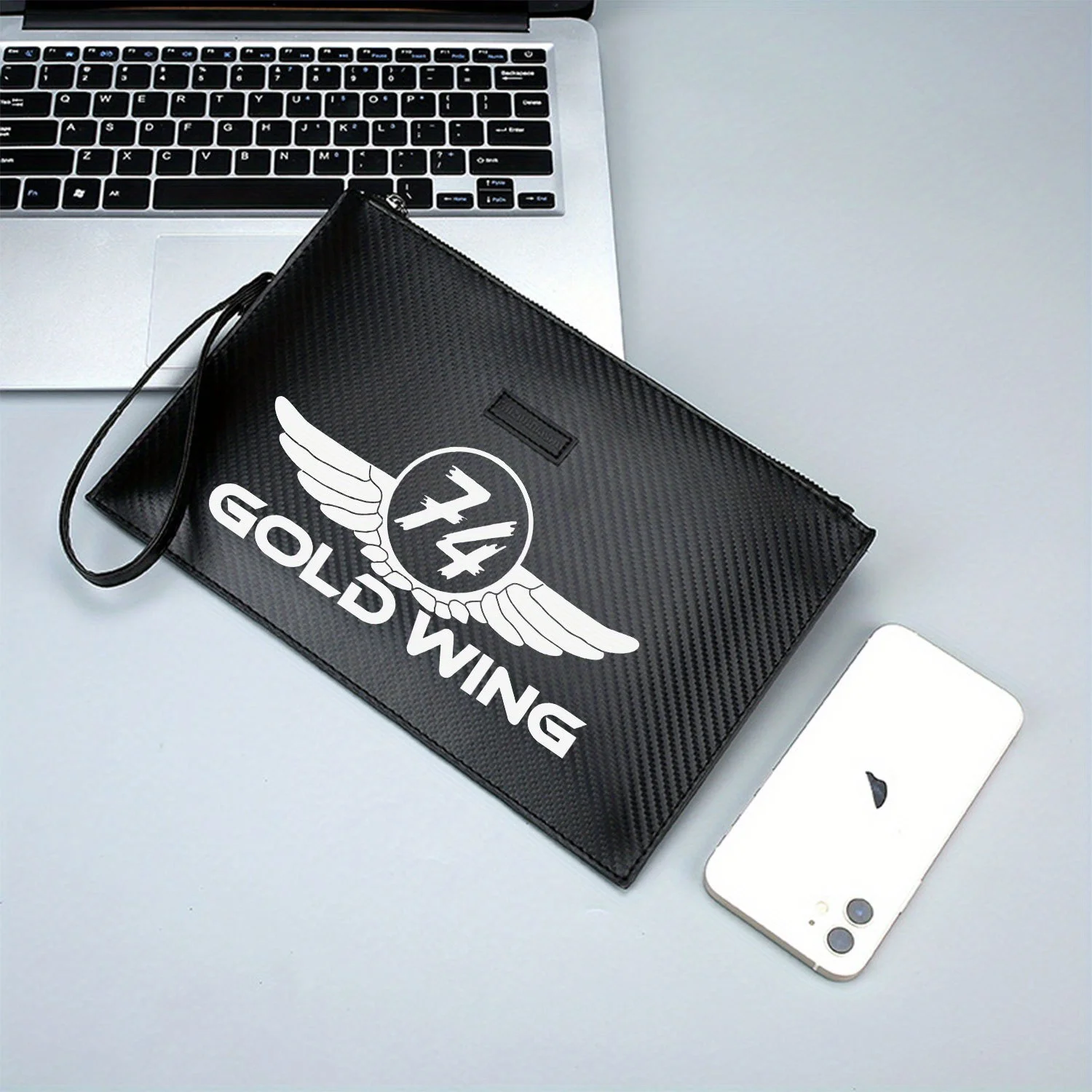 Ali all'interno del numero di cerchio Borsa da uomo in PU stampato elegante oro Alla moda e pratica per il trasporto quotidiano