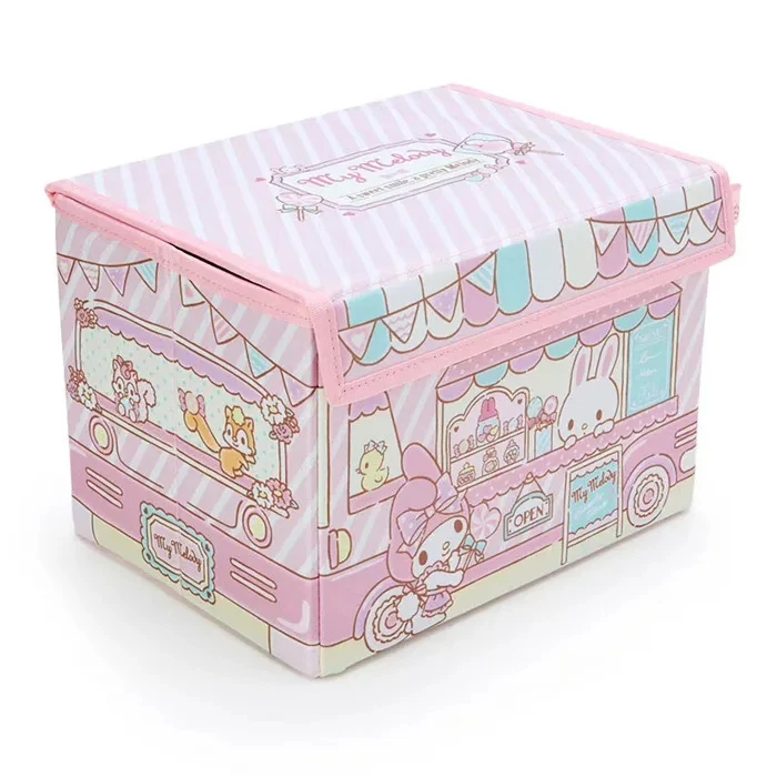 Kawaii Sanrio Hello Kitty Cinnamoroll Kuromi Large Foldable Storage Box Toy Square Bedroom Clothes Organizer Sundries Basket