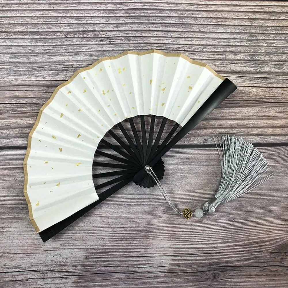 Home Decor 4 Inch Folding Fan Gilded Rice Paper Mini Hanfu Fan Colorful Bamboo Handle Paper Fans Party Wedding