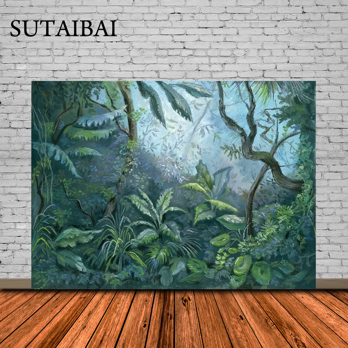 

Wild Jungle Safari Photography Background Baby Party Decor Green Plants Forest Animals Child Cake Smash Backdrops Photo Studio