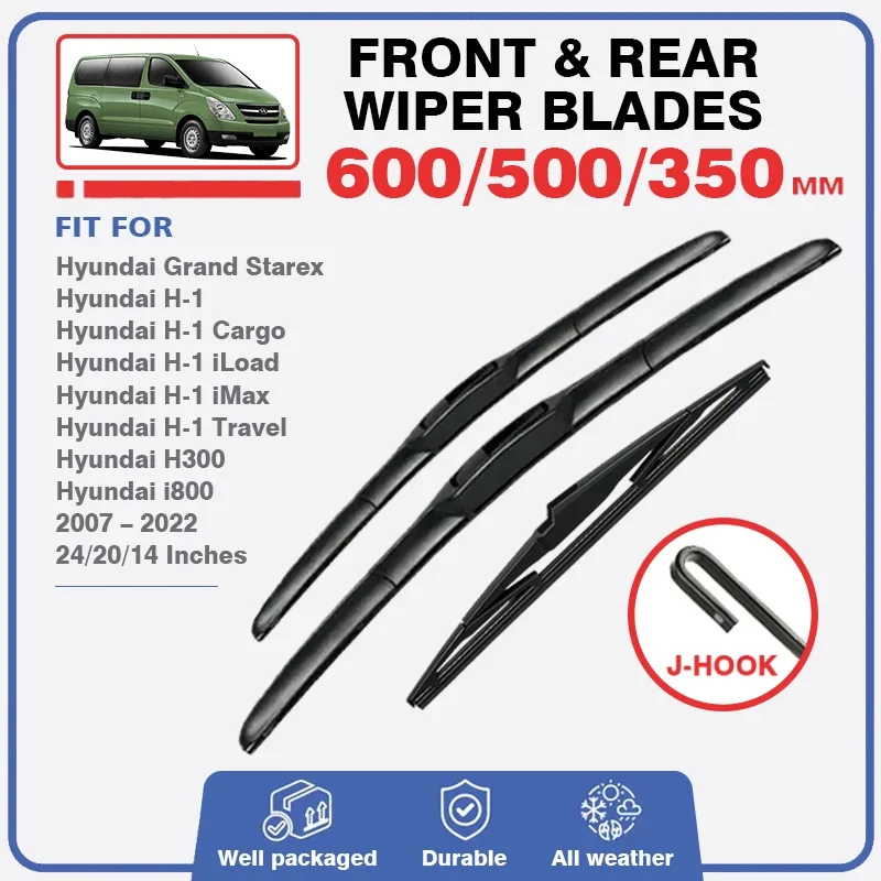 Front Rear Wiper Blade Set Kit For Hyundai Grand Starex H-1 H1 H 1 iMax 2007 - 2022 Cargo Windshield Window Windscreen 24