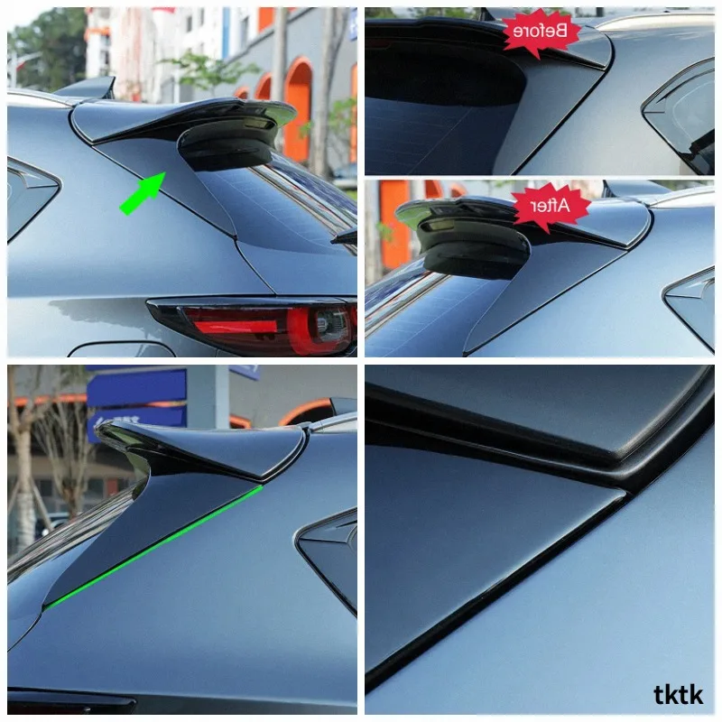 For Mazda CX-5 CX5 2017-2025 Glossy Black Rear Window Side Wing Winglet Triangle Spoiler Cover Trim Car Styling