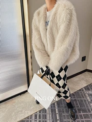 Faux Fur Coat Jackets Blouse Woman Clothing 2023 Y2k Korean Fashion Style Vintage Winter Top Oversized Crop New Outerwear Luxury