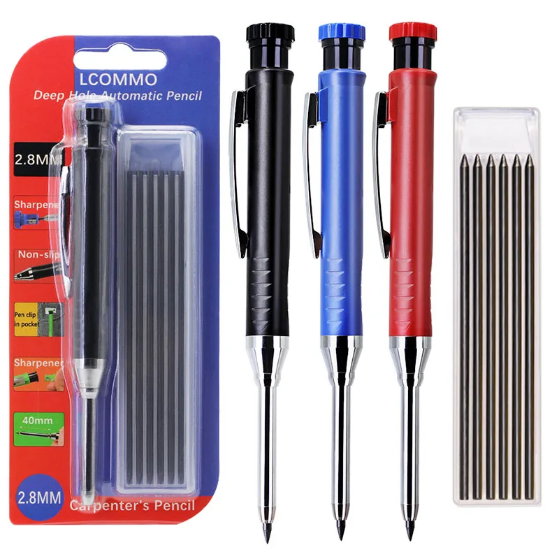 

Профессиональный набор механических карандашей для деревообработки, стержень 2,8 мм, плотничья ручка с глубокими отверстиями, инструмент для рисования архитекторов