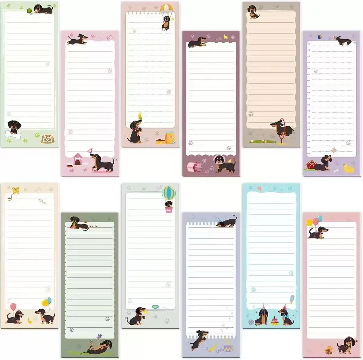 Blocco note magnetico per liste di cose da fare per bassotto, 12 pezzi, regalo perfetto per gli amanti dei cani, quaderni, quaderni, materiale scolastico per ufficio