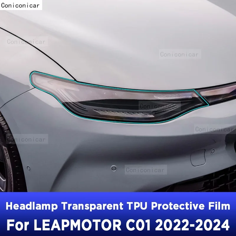 

Защитная пленка, наклейки из ТПУ для LEAPMOTOR C01 2022-2024, прозрачная черная фара автомобиля, аксессуары против царапин, украшение PPF