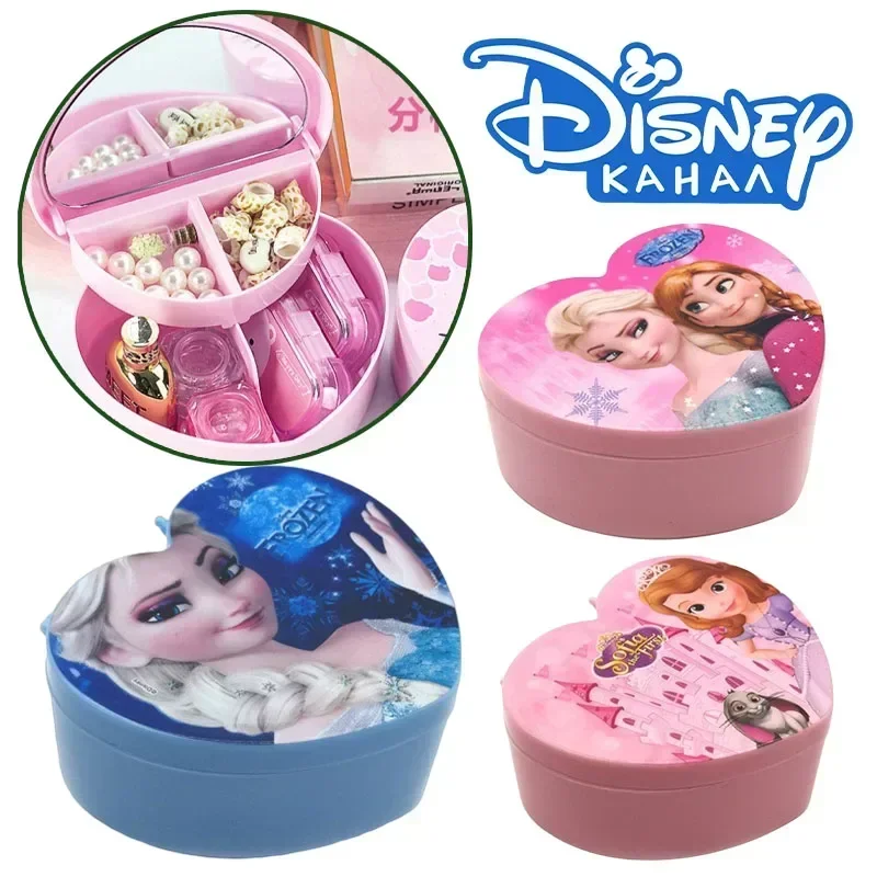 ジュエリーボックス,ミラー付きジュエリーオーガナイザー,Disney Faner,ELsa,Anna,メイクアップ,ネックレス,リング,子供用ジュエリーディスプレイ