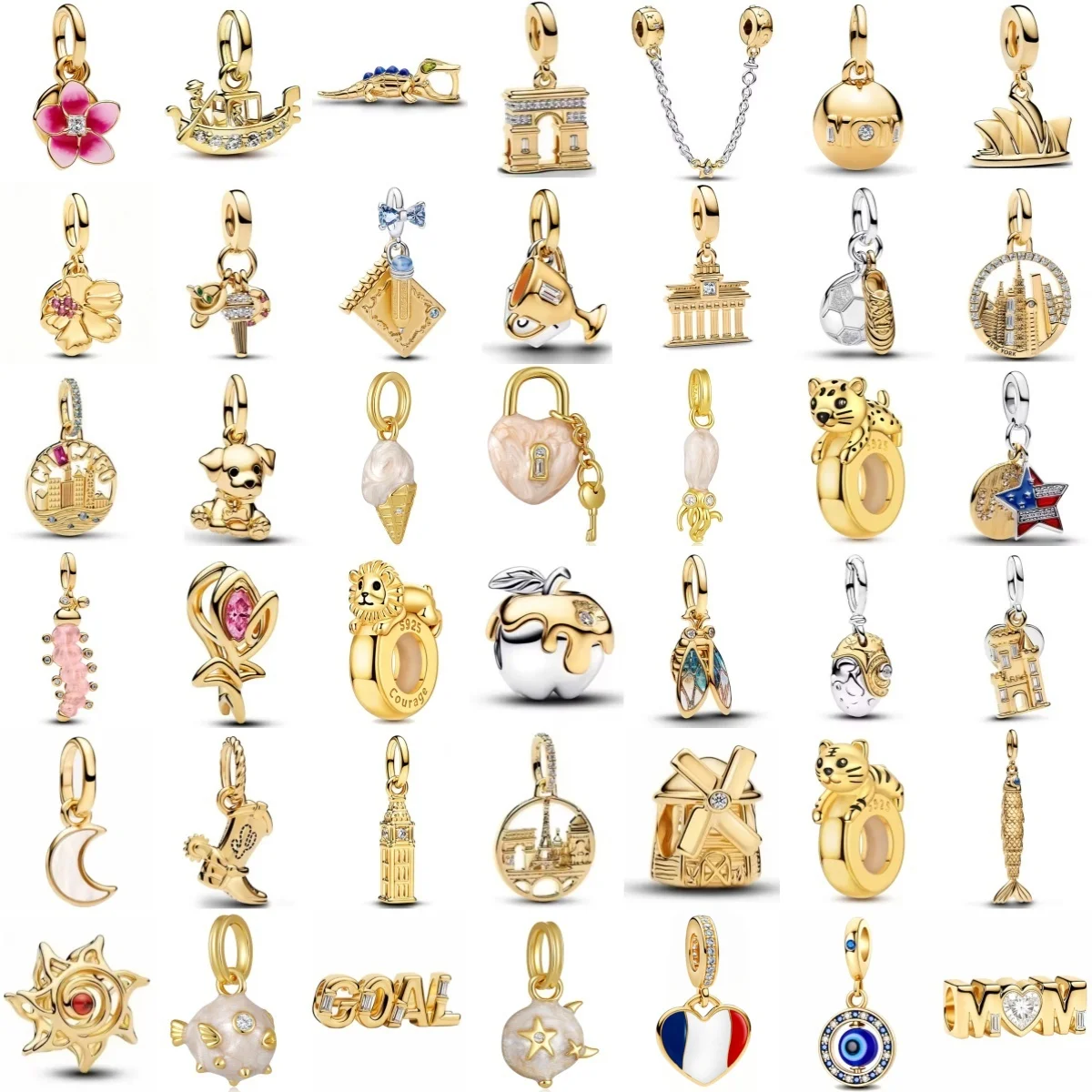 2026 Hot Sale Gold Apple Sun Dog Fish Pendant Bead Fit 925 Silver Original Diy Charm Bracelet Women Exquisite Jewelry For Gift