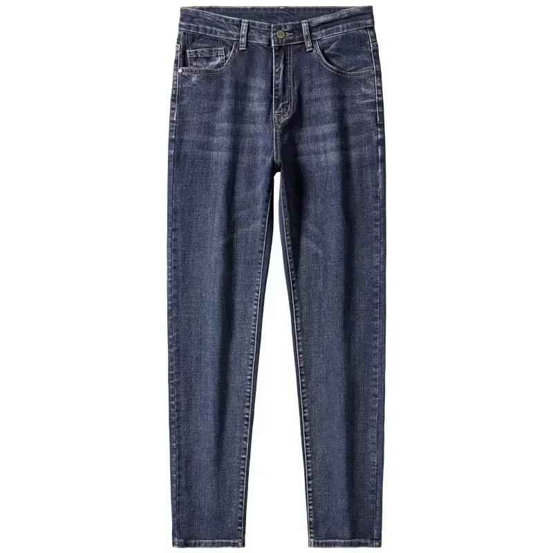 Men's Jeans 2024 New Slim Fit Straight Leg Loose Fit Lightweight Versatile Fashionable Korean Style Elastic Casual Long Pants