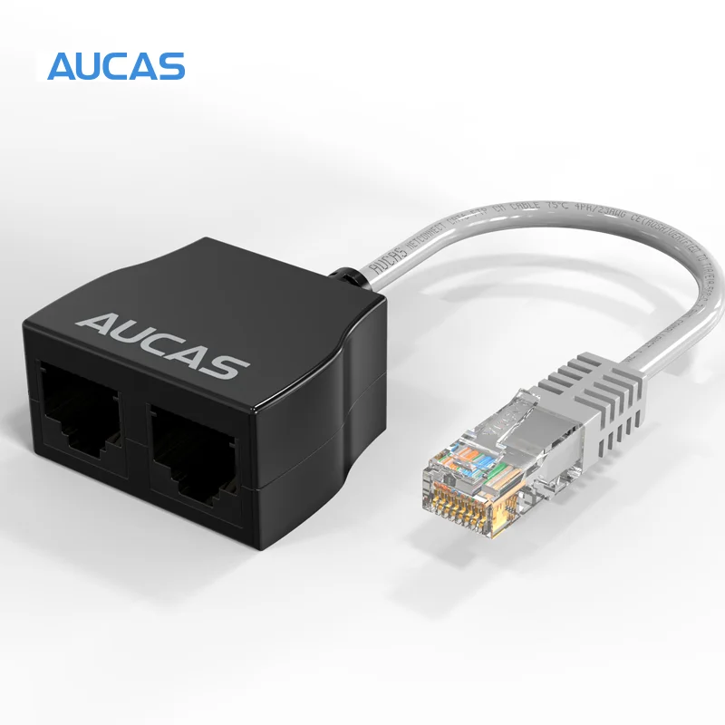 AUCAS-Spliter Cable Network, Extensão RJ45, 1 a 2 Portas, Conecte-se à Oferta DevIce