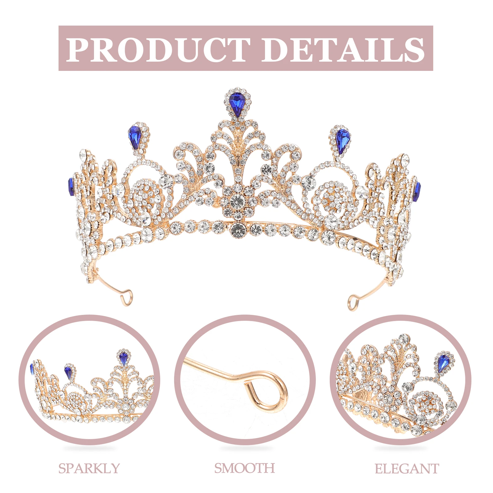 

Bridal Crown Tiara Hair Accessories for Women Lightweight Durable Stylish Wedding Dress Ornament Premium Alloy Long Service Life