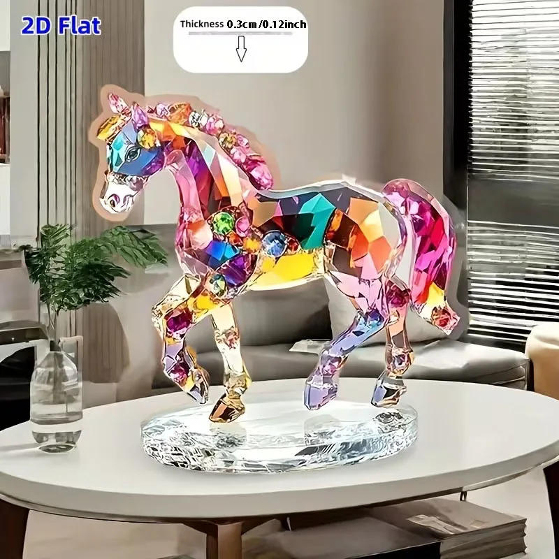 1 Bohemian Style Acrylic Horse Pattern Statue - Desktop Art Decoration, Symbol of Wealth and Prosperity, New Year Gifts, 2D Flat view 2