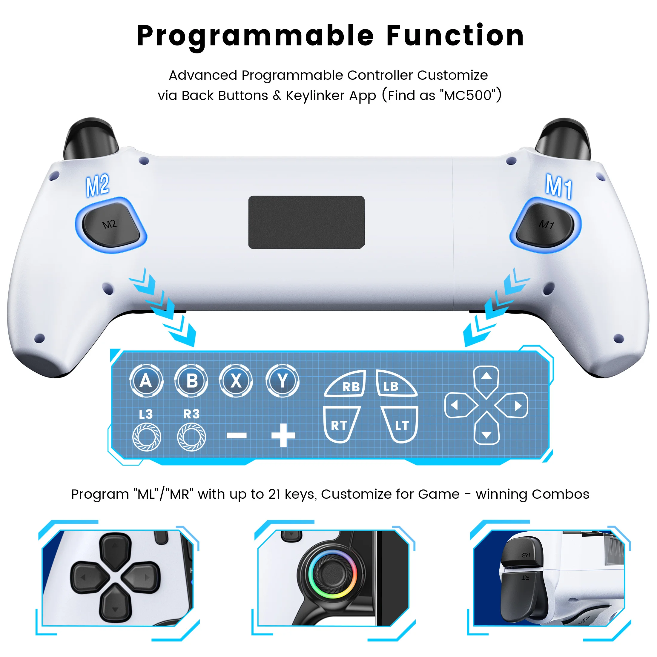 تأثير قاعة الهاتف المحمول DinoFire MC500 لألعاب Gamepad Cloud Gaming/Xbox Game/Android/iOS/Switch/Switch oled/switch2 Hall Effect