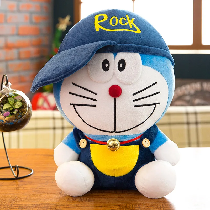 Cute Plush Doraemon Cat with Hat Stuffed Toy Cartoon Anime Doll Pillow for Kids Birthday Gift Plushie Stuffed Animal