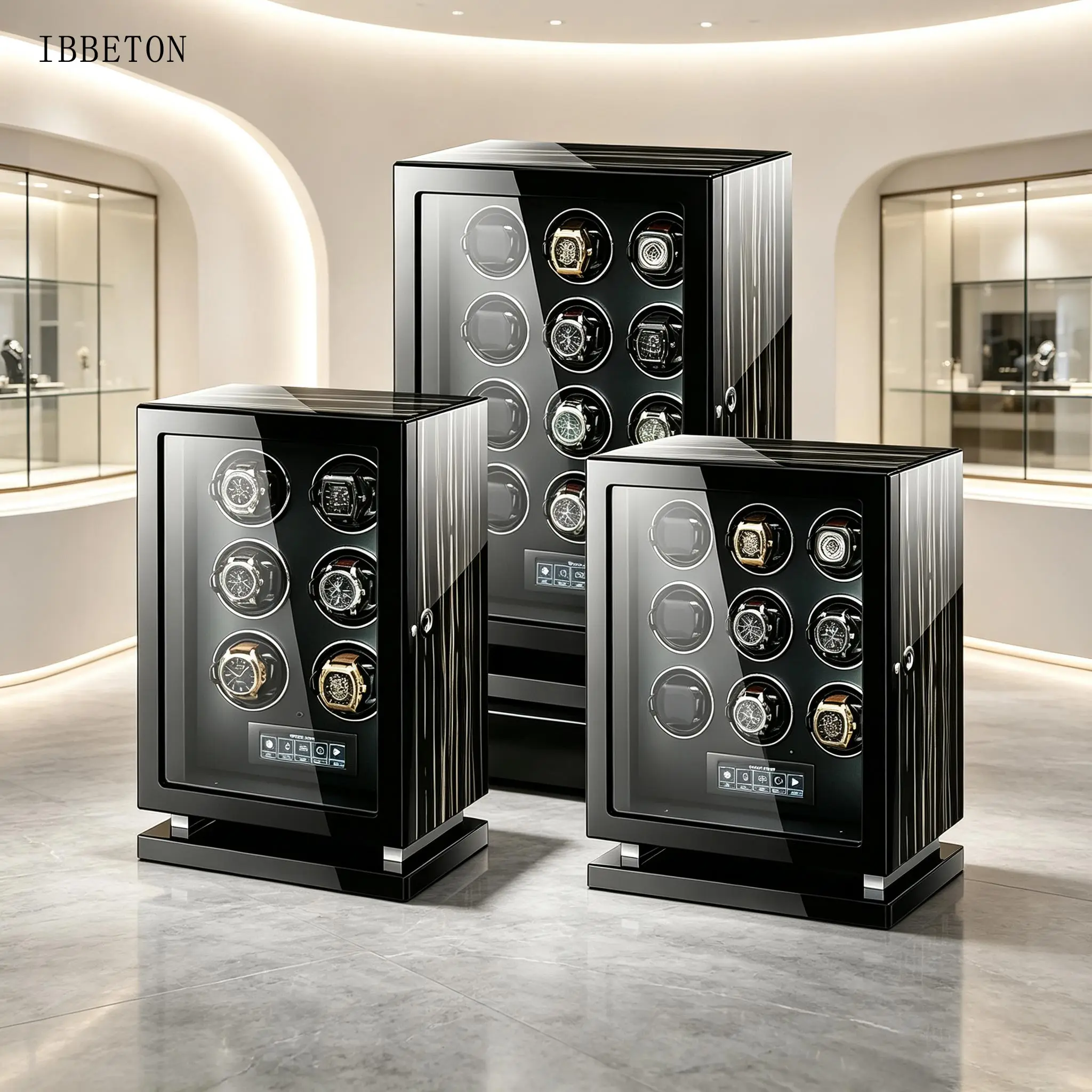 Luxury remote control Fingerprint Lock Watch Winder Black Sandalwood Multi functional Winder Home Watch Box