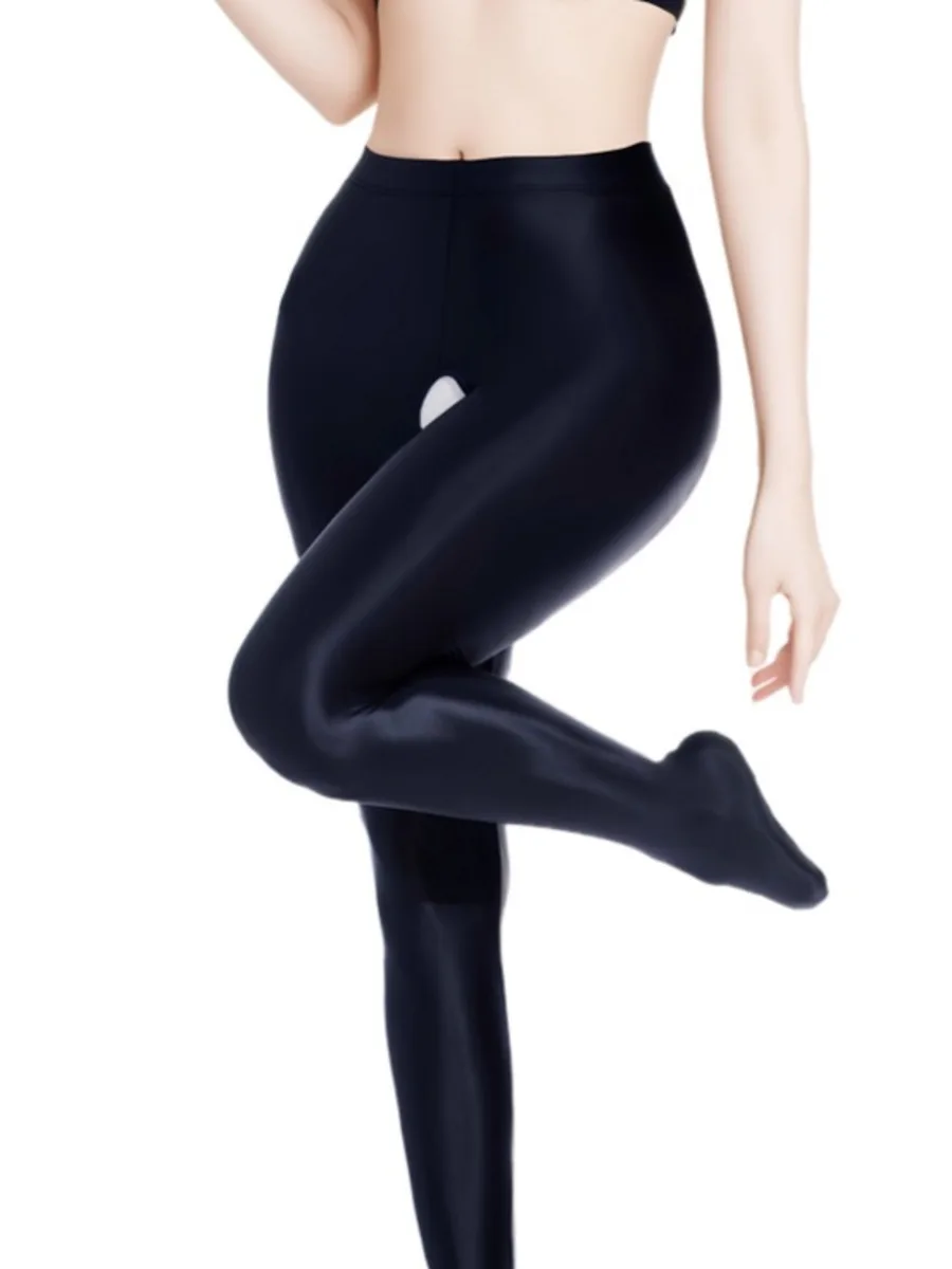 

Silky Glossy High Elasticity Pantyhose Large Size Crotchless Pantyhose Footed Tights Sexy Solid Color Smooth Mesh Pantyhose 0P4V