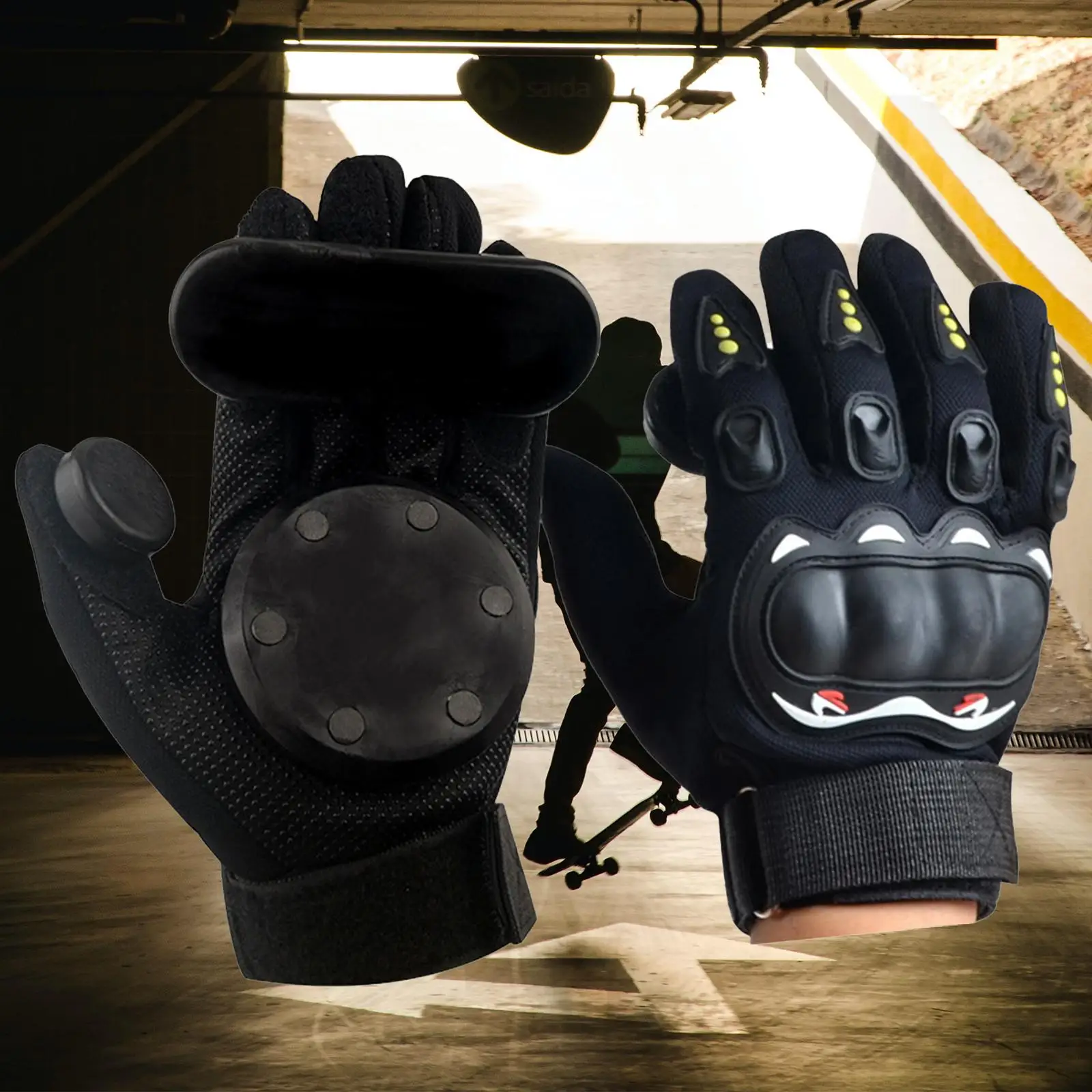 Skateboard Sliding Gloves Skate Protective Gear Breathable Impact Wrist Guard Adjustable Strap