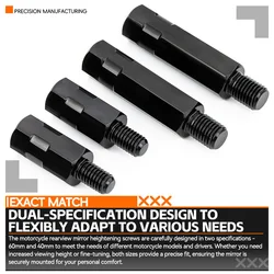 1 Pair Longer Black Silver Motorcycle Rearview Mirror Adapter M8 8MM Clockwise Anti-clockwise Right Left Thread Changing Screws