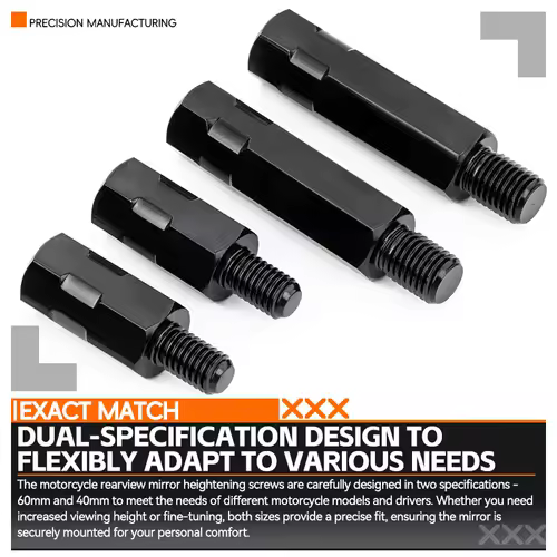 Longer Extension Black Motorcycle Rearview Mirror Adapters M8 8mm M10 10mm Anti clockwise Right Left Hand Thread Changing Screws - Image 3