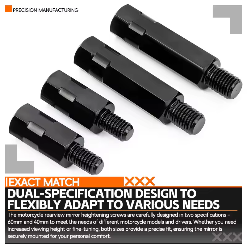 Longer Extension Black Motorcycle Rearview Mirror Adapters M8 8mm M10 10mm Anti clockwise Right Left Hand Thread Changing Screws - Image 3