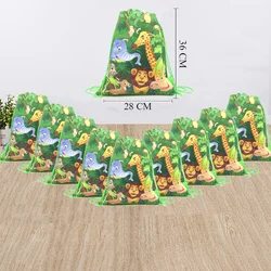 Cartoon Lion King Zoo Forest Animal Non-woven Fabrics Drawstring Backpack School Storage Shopping Bag Birthday Party Supplies