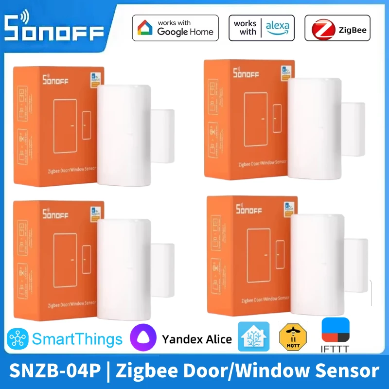 SONOFF SNZB-04P Zigbee สมาร์ทเซ็นเซอร์ประตูหน้าต่าง Home Security Alarm Sensor ผ่าน EWelink Smartthings Alexa Google Assistant Alice