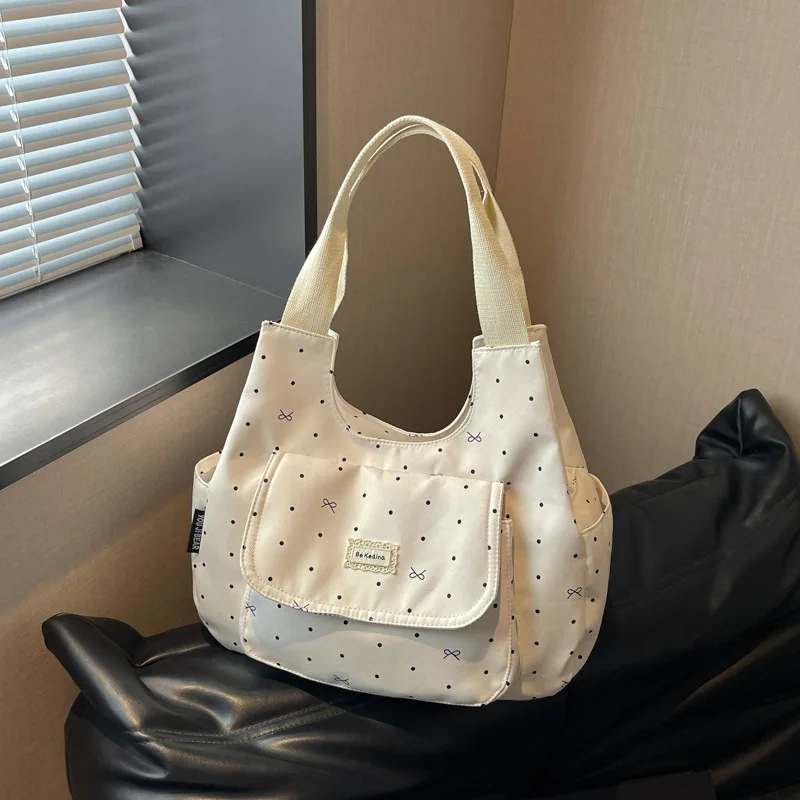 

New Korean Style Shoulder Bags Macaron Color Bowknot Commuting Underarm Bag Lovely Girls Armpit Canvas Bag Fashion Trendy