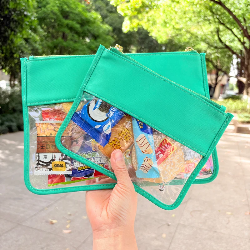 

1PCS Solid Color Transparent Cosmetic Pouch 2023 New Customizable with Embroidery Patches DIY Travel Snack Bag Storage Bag
