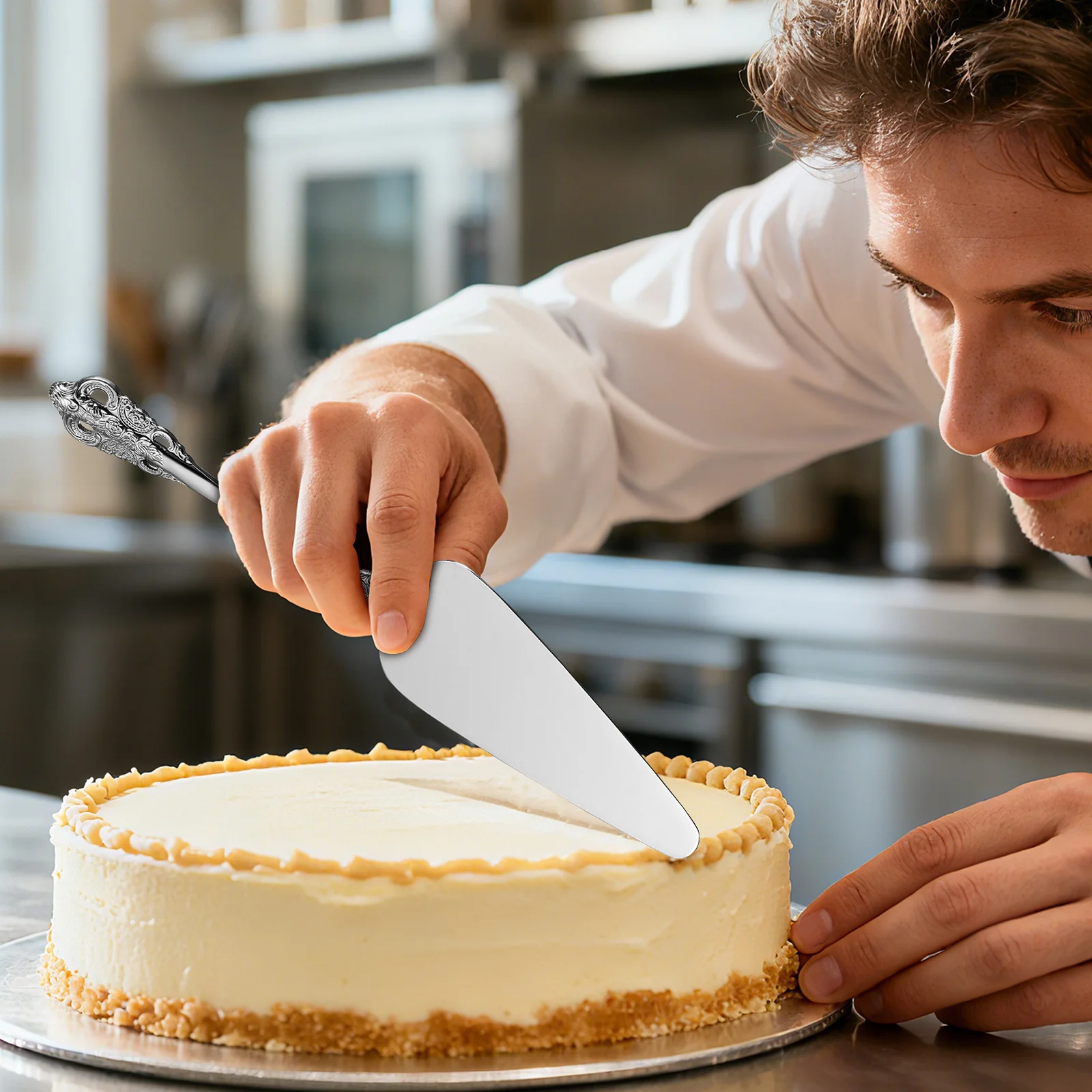 

Stainless Steel Cake Spatula Offset Icing Spatula Fine Smooth Handle Wedding Birthday Party Cheese Pizza