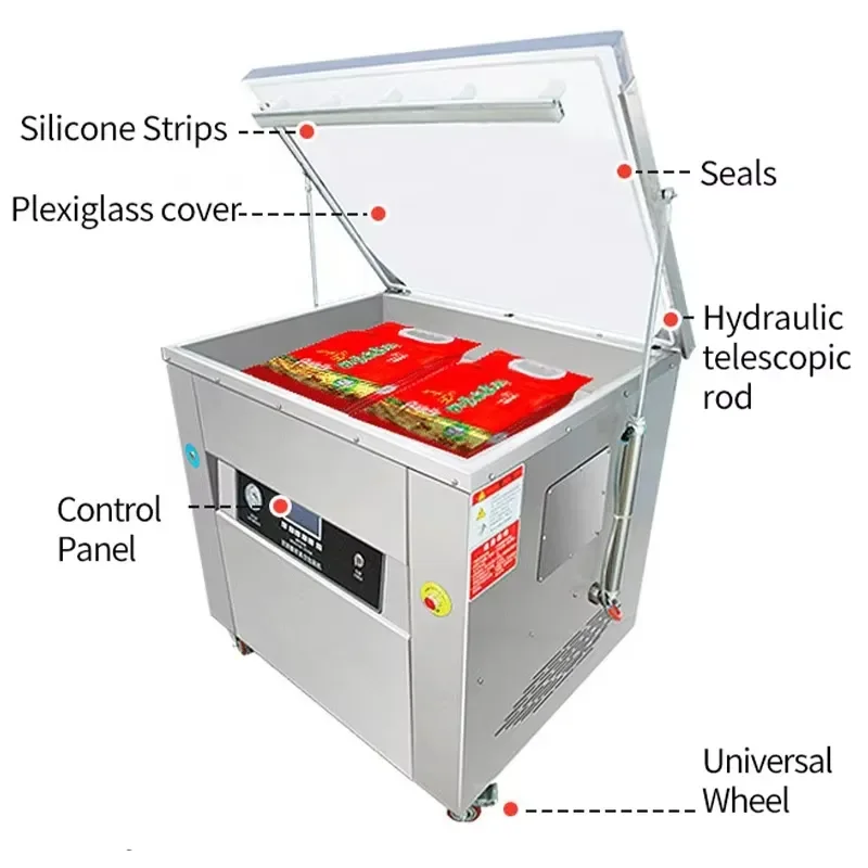for Dz-650 Industrial Vacuum Sealer Automatic Food Packaging Machine 10kg Rice Cashew Brick Double Sided Shaping Commercial