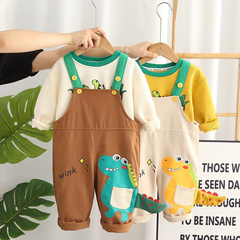 Spring Autumn Baby Girl Clothes Kids Clothing Children Boys T-Shirt Overalls 2Pcs/Sets Toddler Casual Costume Infant Tracksuits