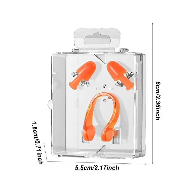 سدادات أذن للسباحة قابلة لإعادة الاستخدام ، سدادات مشبك الأنف ، عبوة صندوق واقي الأذن والأنف ، ناعمة ، قابلة لإعادة الاستخدام ، مطورة ، مقاومة للماء ، سيليكون