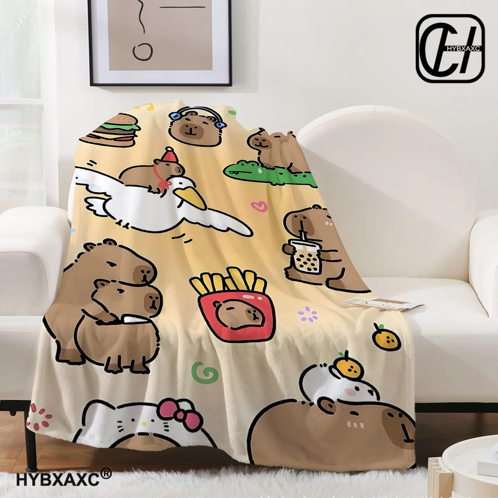 Capibara Lovely Nap Blanket Sofa Winter Warm Bed Fleece Camping Custom Fluffy Soft Blankets Microfiber Bedding King Size