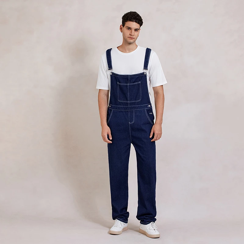 

Men s Denim Bib Overalls Solid Color Plus Size Fashion Lightweight Jean Jumpsuit with Adjustable Straps for Workwear