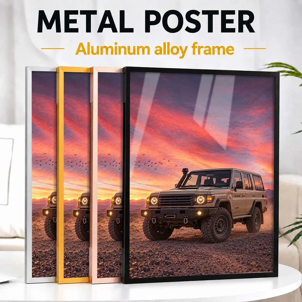 Japanese Land Cruiser 70 Series Sandy Taupe Car Framed Metal Poster Personalized Motorsport Heritage Wall Art Enhances Game Room