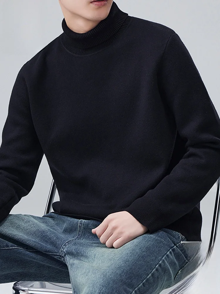 

PaulFrank Winter High Collar Fce Lined Casual Knitwear Men's Pure Color Overhead Sweatirt Comfortable Loose Fit Street S...