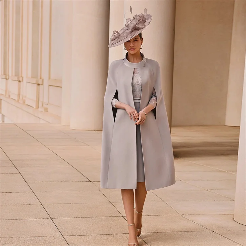 

Mother of the Bride Dresses Wedding 2025 Knee-Lengh Groom Mother Dress Evening Dress for mother's Gowns Customized with Cape