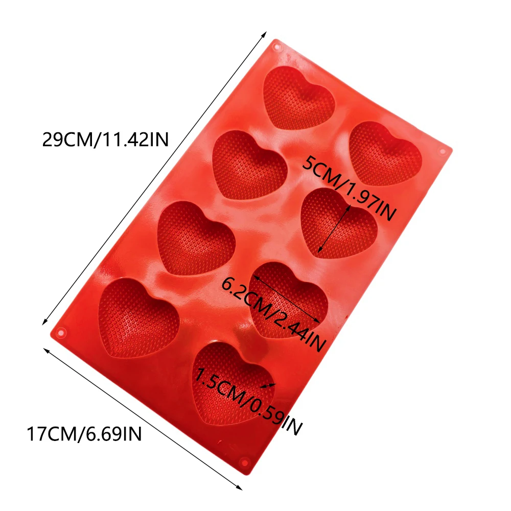 3D Particle Heart Silicone Cake Mold 6 Hole Love Chocolate Ice Candy Mold Romantic Valentine's Day DIY Handmade Soap Baking Tool