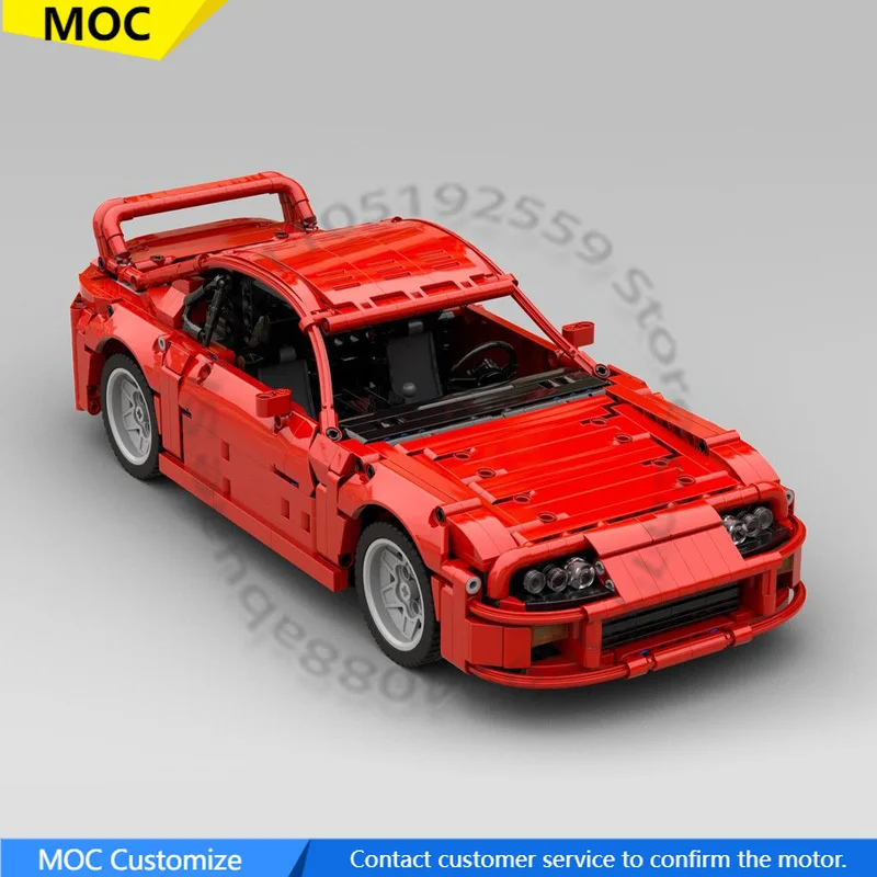 

1287 PCS Speed Hypercar Supra MK4 (1:12) Red MOC Customize Modular Building Block Creative Design DIY Christmas Toy Gift