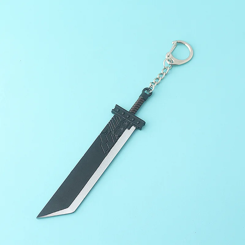 Gothic FF7 Game Final Fantasy Weapon Model Cloud Strife Buster Sword Keychain Men Metal Zack Knife Key Chains Cosplay Llaveros