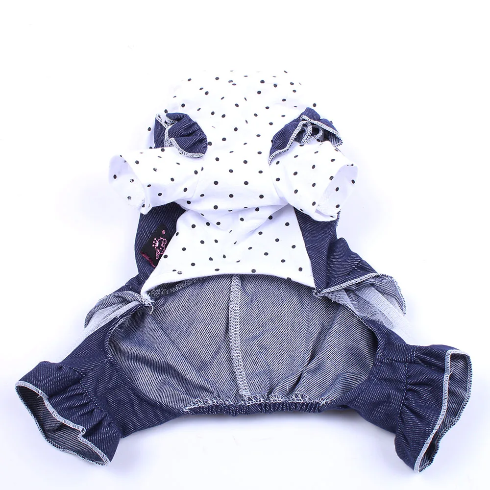 Princess Dog Cat Jumpsuit Dress Dots&Bow Design Pet Puppy Spring/Winter Apparel