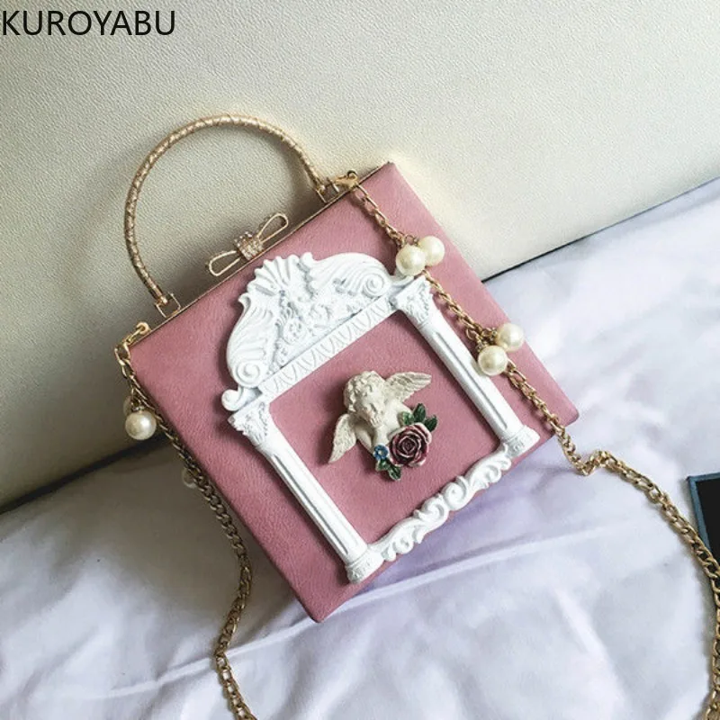 Women Temperament Crossbody Bag New Fashion Pearl Chain One Shoulder Handbag Vintage Korean Small Square Bag Bolso Mujer 2023