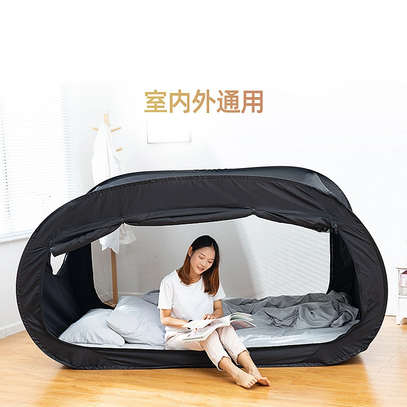 Folding Bed Tent Portable Indoor Outdoor Hiking Travelling Tent Dormitory Bed Privacy Space With Anti-Mosquito Mesh Top Fixed