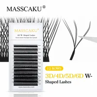 MASSCAKU-extensiones de pestañas en forma de W, 3D, 4D, 5D, 6D, volumen prefabricado, ventilador, luz suave Natural, maquillaje para cosplay