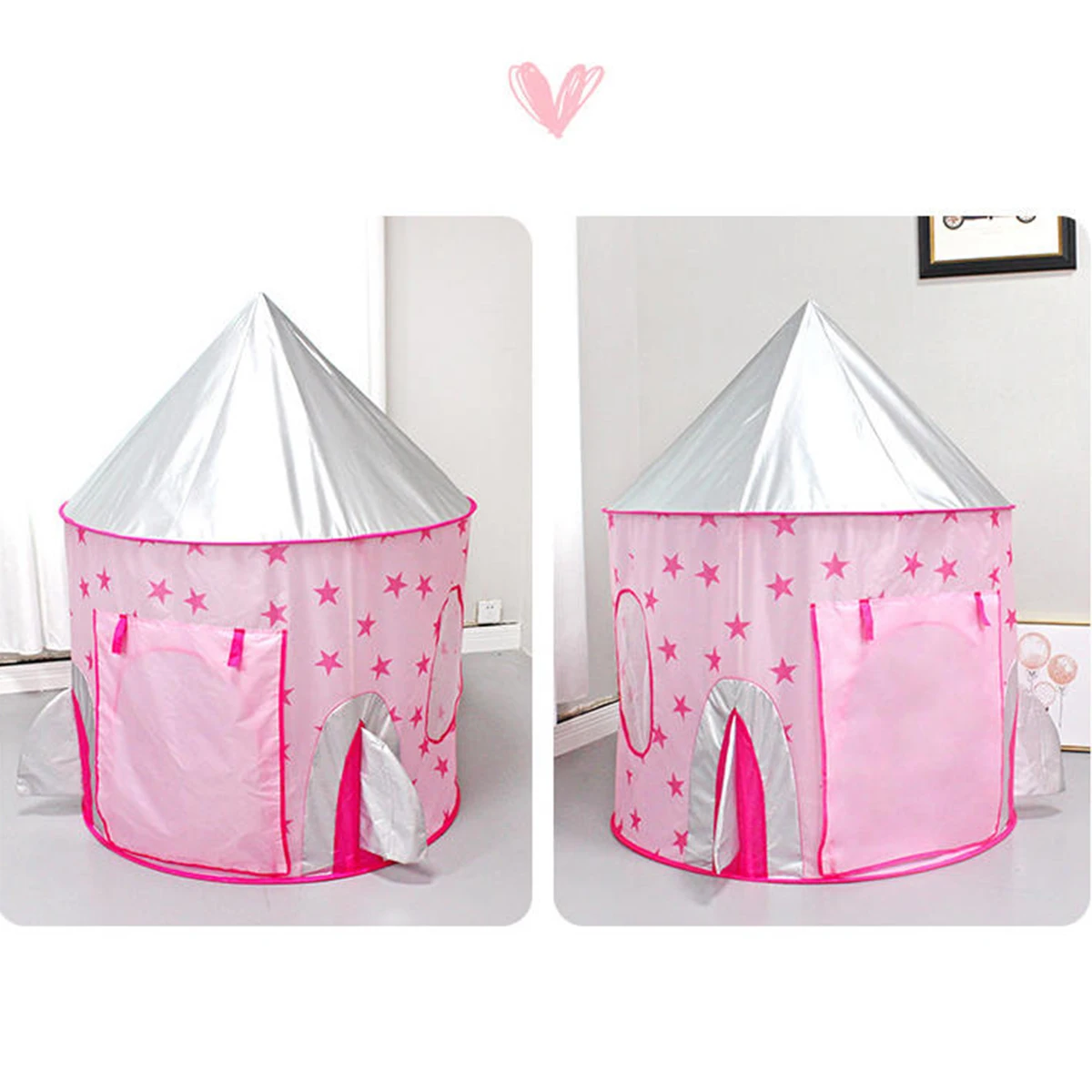 Kinderen Draagbare Opvouwbare Tent Spel Speelgoed Grote Tent Baby Speelhuis Roze Prinses Tent Binnen/buiten Baby Ballenbad kasteel