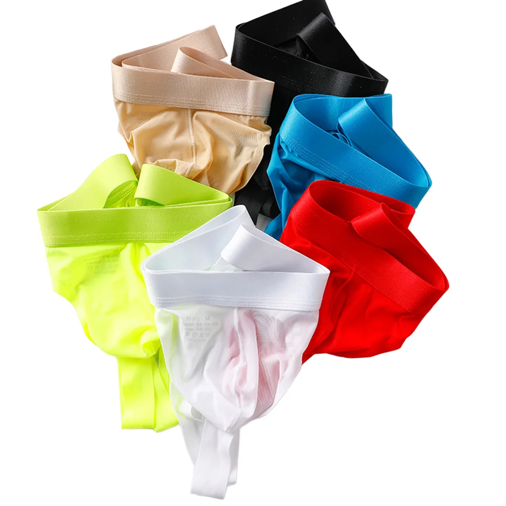 Men Seamless Ultrathin Briefs Sports Casual G-strings Bulge Pouch Butt-lifting Double Strap Thongs Underwear