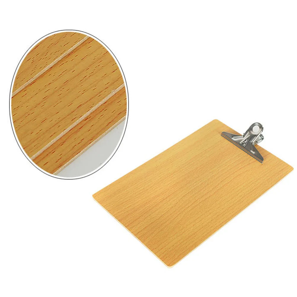 

6Pcs Wooden Clipboard A4 Size Sturdy Low Profile Clip Anti-Rust Smooth Finish Double-Sided Film Coated Writing Pad for Office