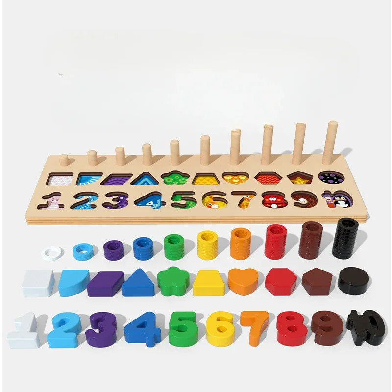 Kinder Montessori Mathe Spielzeug Für Kleinkinder Pädagogisches Holz Puzzle Angeln Spielzeug Zählen Anzahl Form Passenden Sortierer Spiele Bord Spielzeug