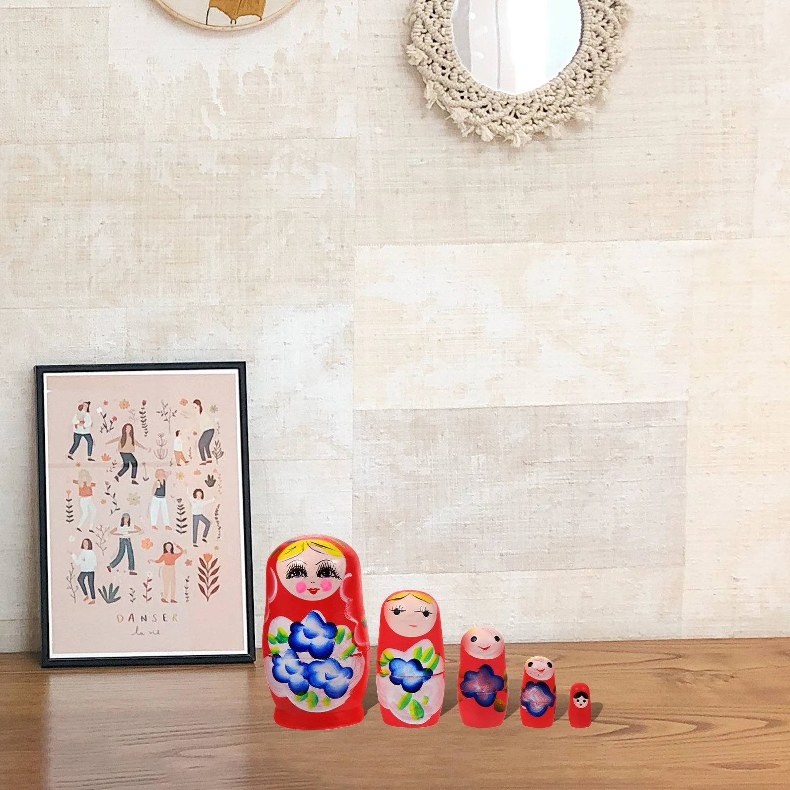 2 Sets Russian Matryoshka Wooden Toys Educational Kids Home Decor Nesting Safe Environmental Shape Recognition